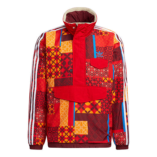 adidas originals Cny Aop Jkt New Year's Edition Stay Warm Reversible Stand Collar logo Sports Jacket Red HD0317