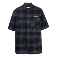 Off-White Plaid Casual Short Sleeve Shirt Black OMGA205C99FAB0010701