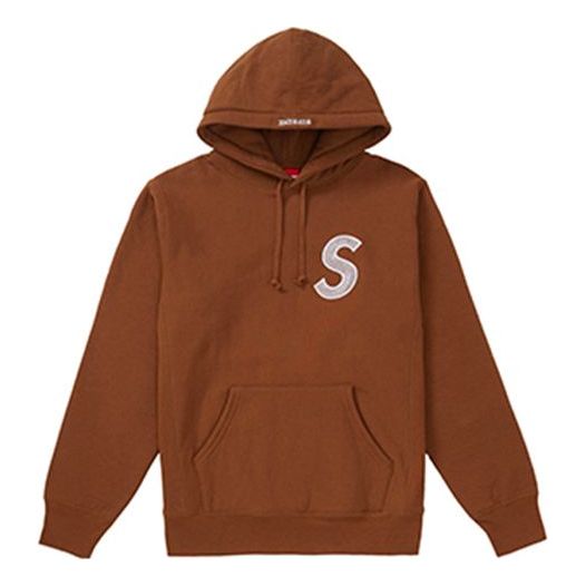 Supreme FW18 S Logo Hooded Sweatshirt Brown Logo SUP-FW18-628