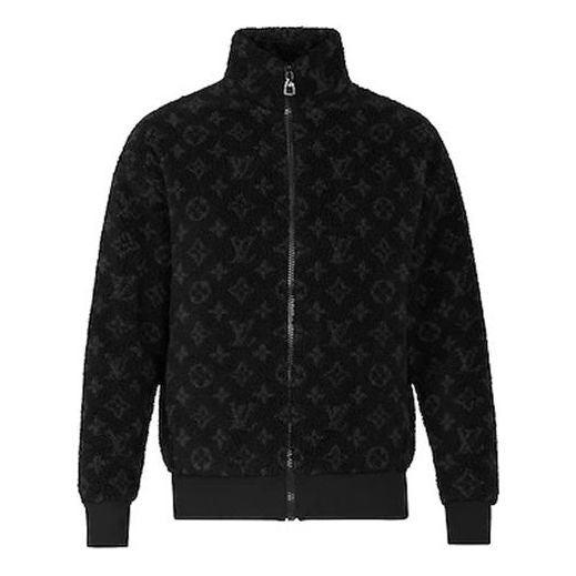 LOUIS VUITTON LV Monogram Fleece Full Logo Zipper Jacket Unisex Black 1A5VFA