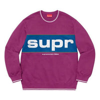 Supreme FW19 Week 7 Piping Crewneck Alphabet Patch Edging Round Neck Unisex Purple SUP-FW19-657