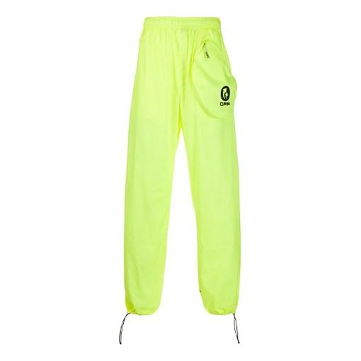 Off-White Casual Zipper Pocket Logo Printing Sports Pants/Trousers/Joggers Loose Fit Green OMVI002R20D160316210