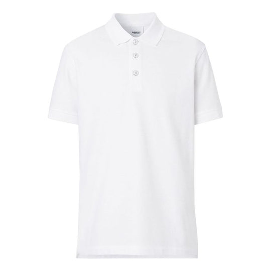 Men's Burberry SS21 Mesh Cotton Short Sleeve Polo Shirt White 80288721