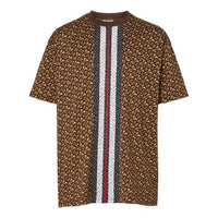 Men's Burberry Logo Stripe Printing Short Sleeve Brown 80182391