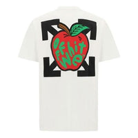 Off-White Apple Printing Short Sleeves Relaxed Fit Mens White OMAA038S21JER0150125