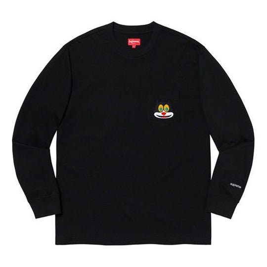 Supreme FW19 Week 4 Cat L/S Pocket Tee Chest Kitten Long Sleeves Unisex Black SUP-FW19-478