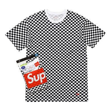 Supreme Hanes Tagless s (2 Pack) Checkered Tee 'Black White' SUP-SS18-0078