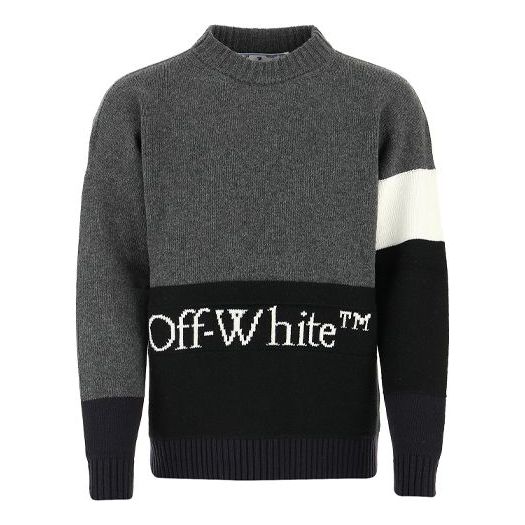 Off-White FW20 Logo Printing Sweater Men Grey OMHE048E20KNI0010701