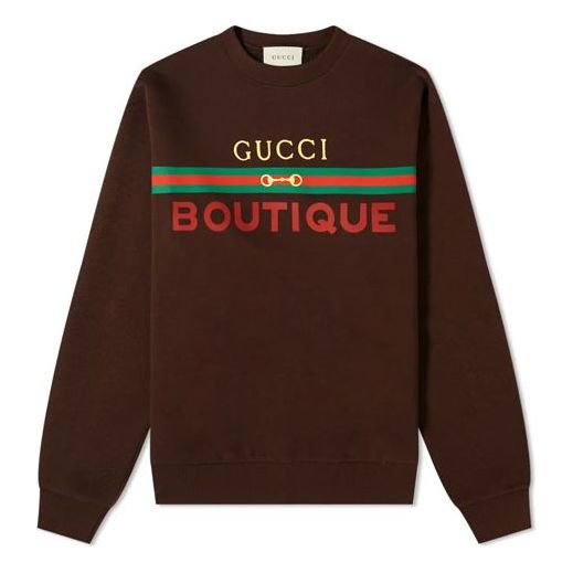 Gucci Boutique Crew Sweat Alphabet Printing Brown 623245-XJCKX-2191