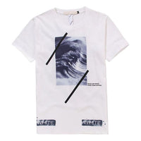 Off-White Alphabet Waves Printing Round Neck Casual Short Sleeve White T-Shirt CM1004-14-00