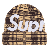 Supreme Big Logo Beanie Beanie (FW23) 'Tan Plaid' SUP-FW23-2441