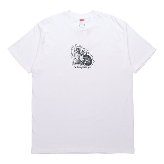 Supreme FW19 Week 17 Eat Me Tee Kitten Printing Short Sleeve Unisex White SUP-FW19-10915