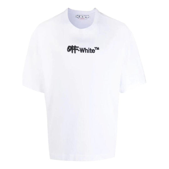 Off-White FW22 Solid Color Logo Embroidered Round Neck Short Sleeve Version White OMAA120F22JER0020110