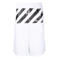 Men's Off-White FW22 Twill Printing Knee-Length Elastic Waistband Casual Shorts Loose Fit White OMCB076C99FAB0010110