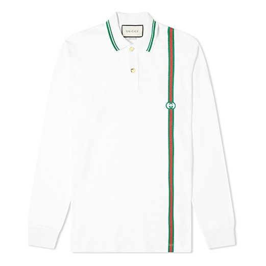 Gucci Long Sleeve Stripe Jersey Polo 'White' 628338-XJCQR-9061