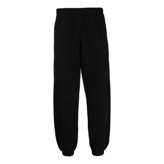 Men's Off-White SS22 Back Logo Printing Bundle Feet Sports Pants/Trousers/Joggers Black OMCH030C99FLE0031010