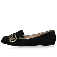 (WMNS) Gucci Marmont Fringe Suede Ballet Flats 'Black' 454299-C2000-1000