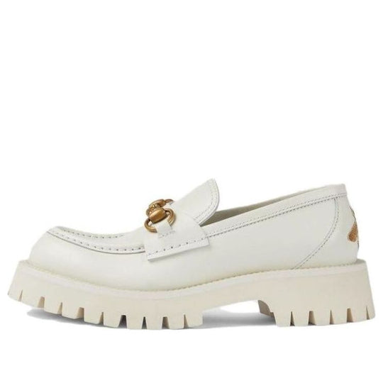 (WMNS) Gucci Rubber Lug sole Horsebit Loafer 'White Leather' 761987-DS800-9050