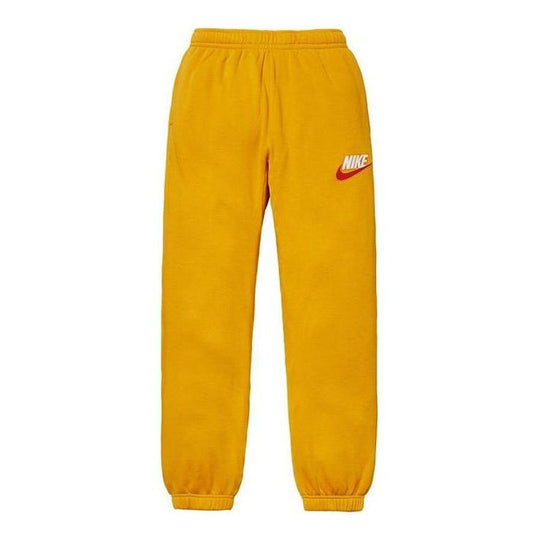 Nike x Supreme Crossover Solid Color Logo Alphabet Embroidered Casual Jogger Pants Yellow BQ3768-752