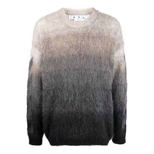 Men's Off-White SS22 Round Neck Gradient Pullover Wool Sweater Gray OMHE098S22KNI0011710