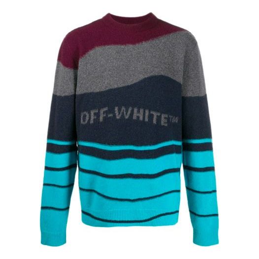 Men's Off-White Stripe Knit Colorblock OMHE034R20E370252408