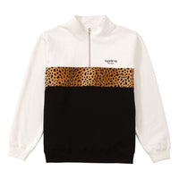 Supreme FW18 Leopard Panel Half Zip Sweatshirt White SUP-FW18-704