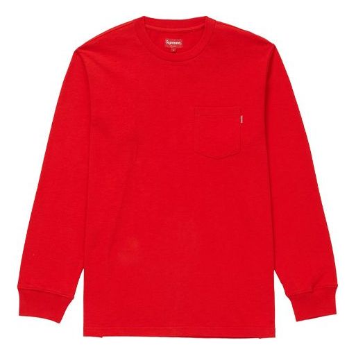 Supreme FW18 L/S Pocket Tee Red Long Sleeves Unisex SUP-FW18-818