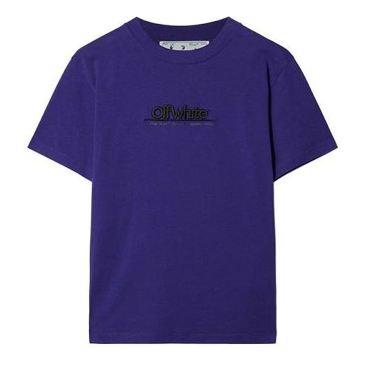 Off-White Logo-Embroidered Cotton T-shirt 'Dark Purple' OMAA027S23JER0083710