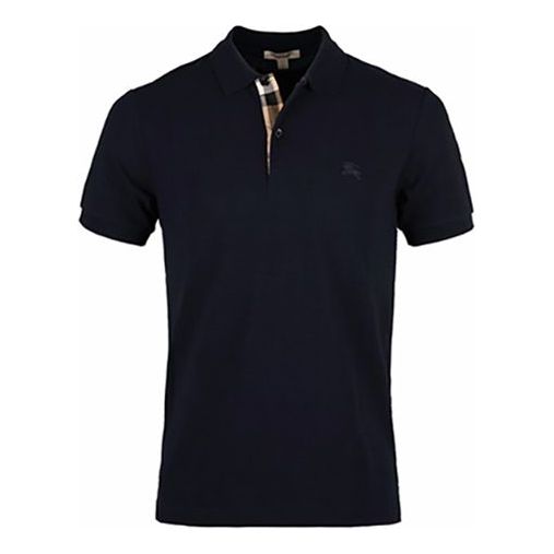 Burberry Logo lapel Short Sleeve Polo Shirt Navy Blue 80045781