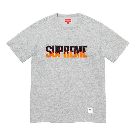 Supreme FW19 Week 1 Flame S/S Top Logo Short Sleeve Unisex Gray SUP-FW19-024