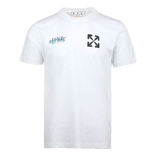 Men's Off-White SS22 Chest Classic Arrow Alphabet Printing Short Sleeve White T-Shirt OMAA027S22JER0150110