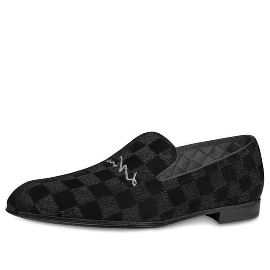 LOUIS VUITTON LV Auteuil Velvet Slip On Shoes 'Black' 1A5UXA