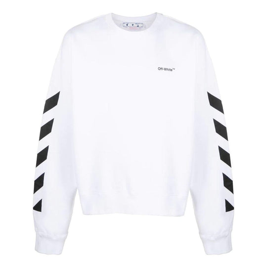 Men's Off-White FW22 Side Stripe Alphabet Printing Straight Round Neck Long Sleeves Autumn White OMBA058C99FLE0010110