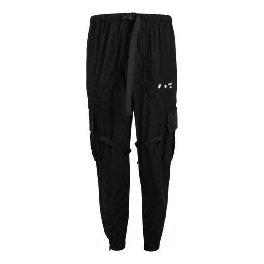 Off-White SS21 Parachute Logo Cargo Long Pants Black OMCF004R21FAB0011001