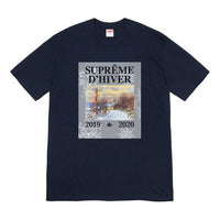 Supreme FW19 Week 17 DHiver Tee Winter Scene Printing Short Sleeve Unisex Navy Blue SUP-FW19-10932