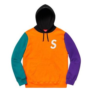 Supreme SS19 S Colorblocked Hooded Sweatshirt Orange S SUP-SS19-309