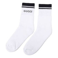 Gucci Logo-intarsia Cotton-Blend Socks 'White Black' 496493-4G293-9000