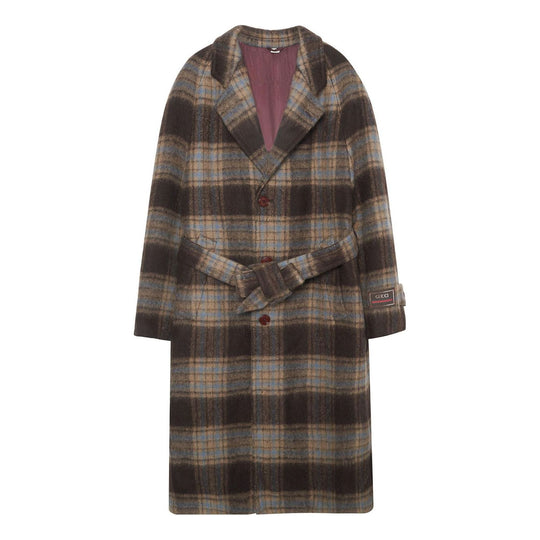 Gucci Check Wool Coat With Gucci Label 'Beige Brown' 664710-ZAG9O-2006