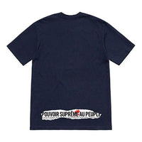 Supreme SS19 Headline Tee Navy Slogan logo Short Sleeve Unisex Navy Blue SUP-SS19-759