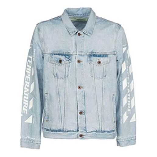 Off-White Classic Printing Jacket Denim Ordinary Version Blue OMYE001G20DEN0017101