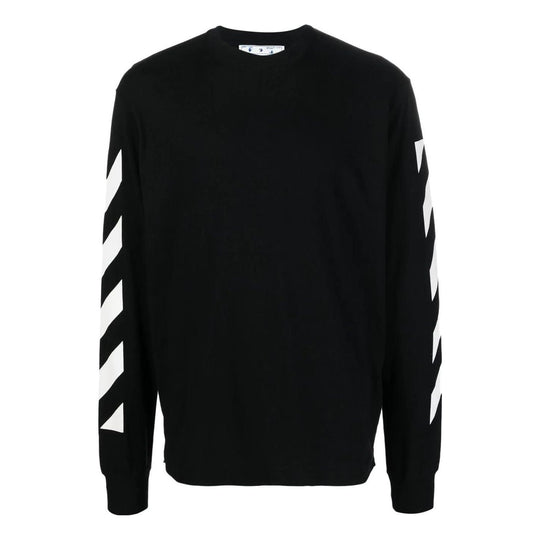 Off-White FW22 Arrow Stripe Printing Round Neck Pullover Long Sleeves Version Black OMAB064C99JER0101001