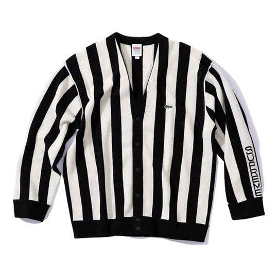 Supreme X Lacoste Stripe Cardigan FW19 Jacket 'Black' SUP-FW19-568