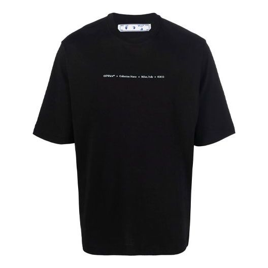 Off-White FW21 Logo Round Neck Short Sleeve Slim Fit Version Black OMAA119F21JER0231084