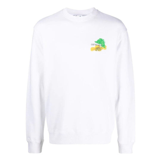 Off-White Brush Arrow Slim Crew Neck Sweatshirt 'White' OMBA057S23FLE0010184