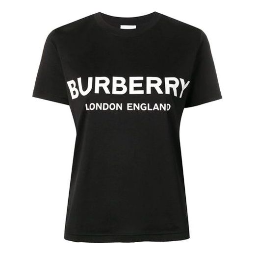 Burberry Alphabet Logo Printing Cotton Round Neck Short Sleeve Black 8011651