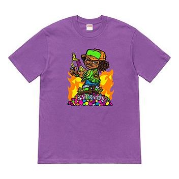 Supreme SS19 Molotov Kids Tee Purple Little Boy Short Sleeve Unisex SUP-SS19-752