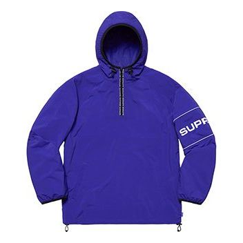 Supreme Ripstop Hooded Pullover Half Zipper waterproof Interchange Jacket Blue SUP-SS19-902