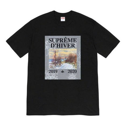 Supreme FW19 Week 17 DHiver Tee Winter Scene Printing Short Sleeve Unisex Black SUP-FW19-10930