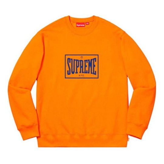 Supreme SS19 Warm Up Crewneck Orange logo SUP-SS19-415