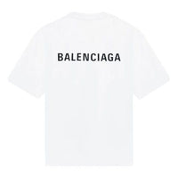 Men's Balenciaga FW21 Logo Printing Retro Short Sleeve White 612966TIVG59040